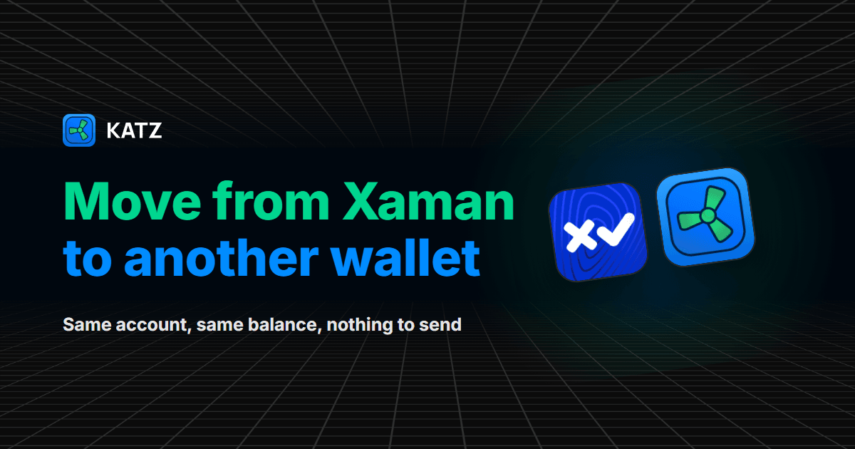 Move from Xaman to another wallet: app icons of Xaman and Katz Wallet