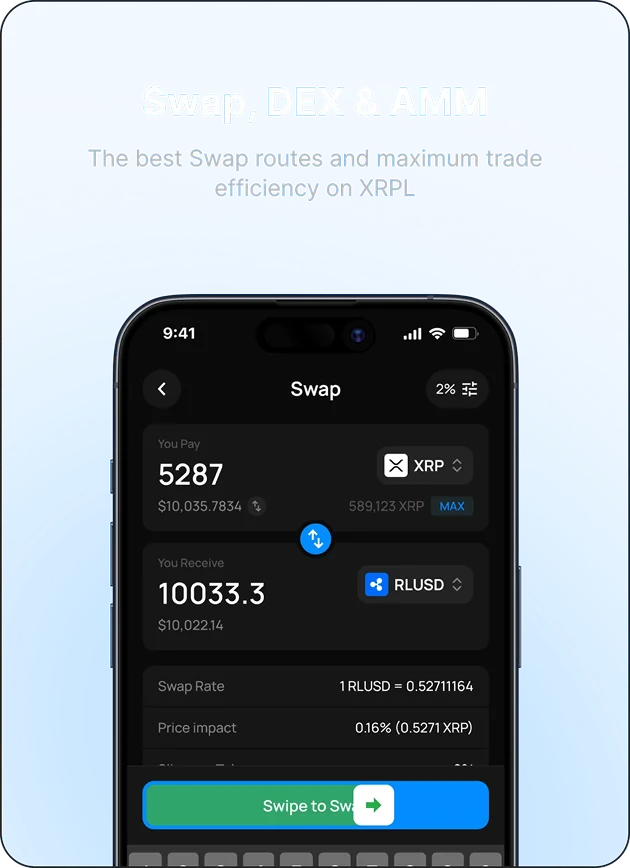 Katz Wallet app screen showing XRP balance and send receive options