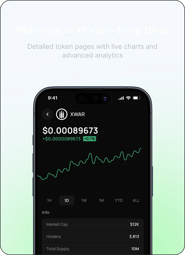 App interface with token list and portfolio